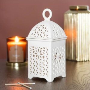 Quemador de Wax Melts Farol Blanco de Cerámica